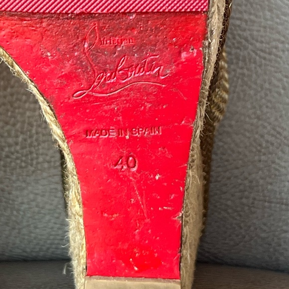 Christian Louboutin Cadena Tresse 140 Platform Wedges Espadrilles Gold Euro 40 - Picture 12 of 12